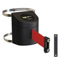 Montour Line Retractable Belt Barrier Black Clamped Wall Mount, 7.5ft Red Belt (M) WMX140-BK-RD-C-M-75